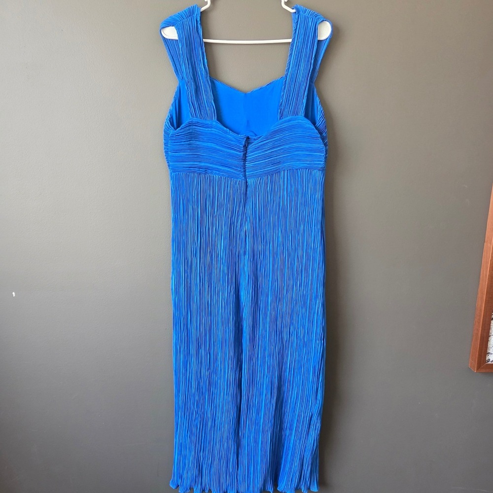 New Anthropologie Blue Micro Pleated Sweetheart Midi Dress NWT Size L - Picture 4 of 9